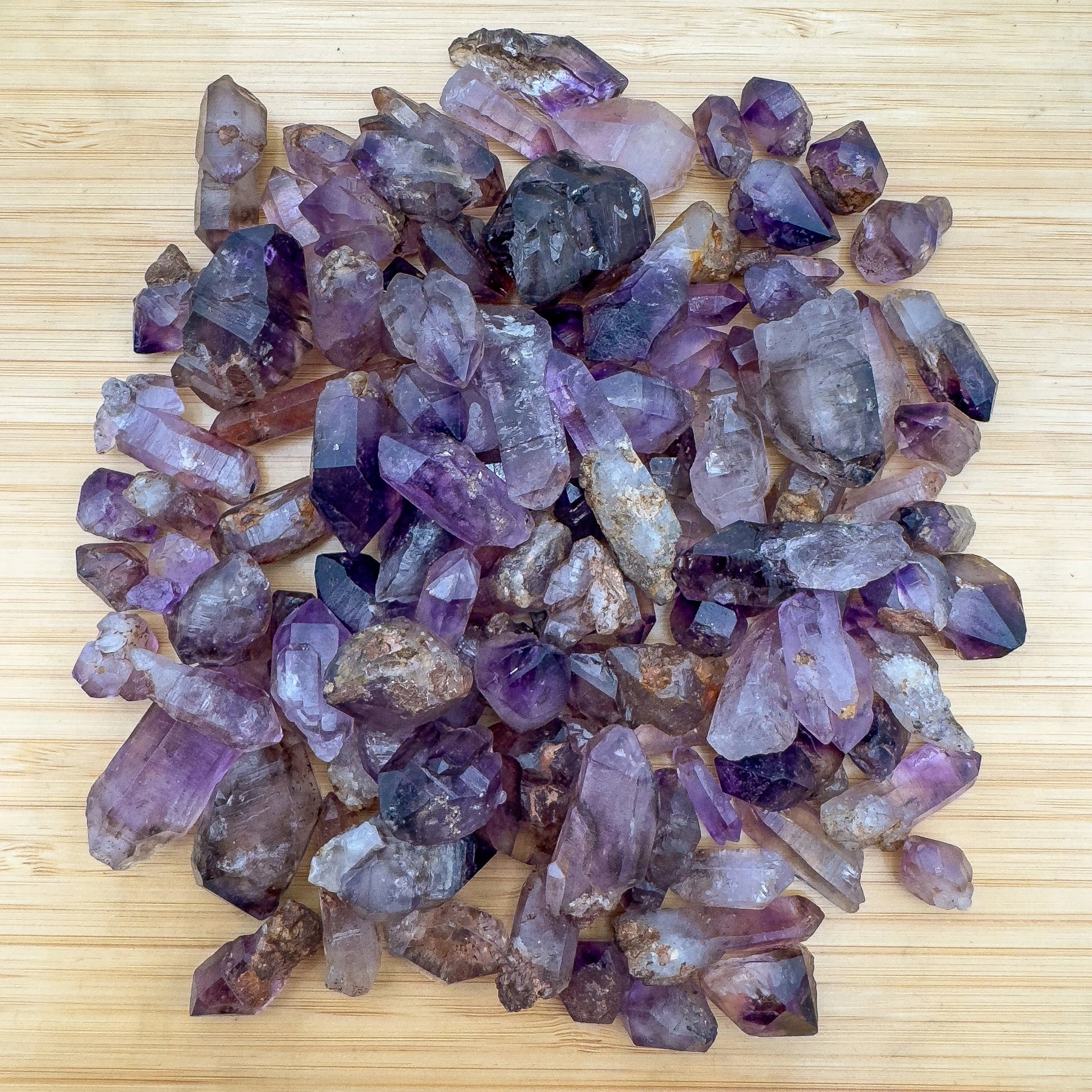 Full profile of Grade A Smoky Amethyst point ready to ship from Beyond Bohemian