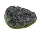 AA grade amethyst geode from Uruguay, left profile, a green celadonite band above a tan agate rind, specimen 10.