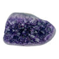 AAA grade amethyst geode from Uruguay, alternate angle, a grey-green shell with an olive mineral seam on one face, specimen 15.