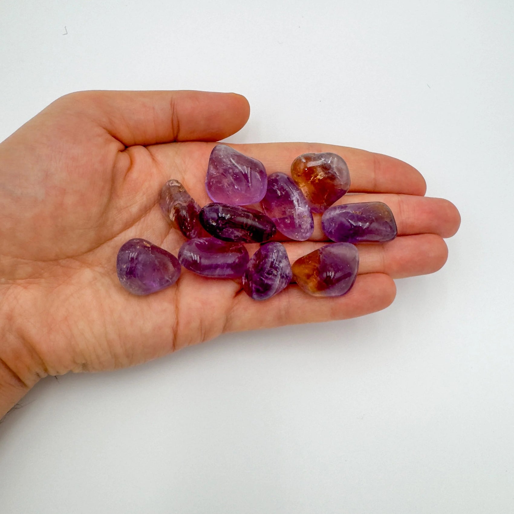 Ametrine tumbled stone from Bolivia with Purple, Yellow color, polished finish for mindful calm