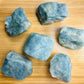 Up-close view of Aquamarine raw stone, for Stress Relief.