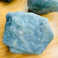 Daylight view of a single Aquamarine raw stone hand-selected from Minas Gerais, Brazil.