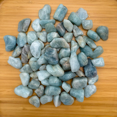 Ethically sourced Grade A Aquamarine tumbled stone from Minas Gerais, Brazil at Beyond Bohemian