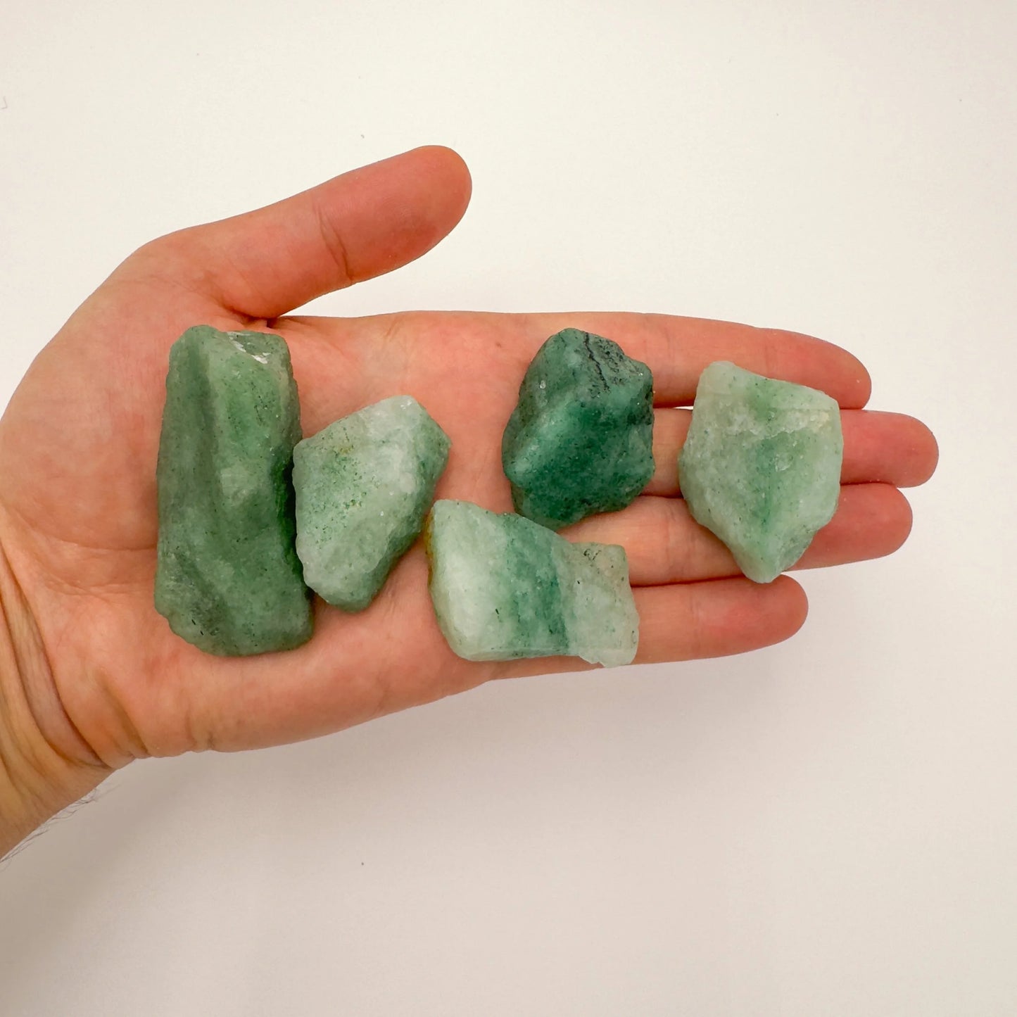 Back view of Grade A Aventurine raw showing natural surface