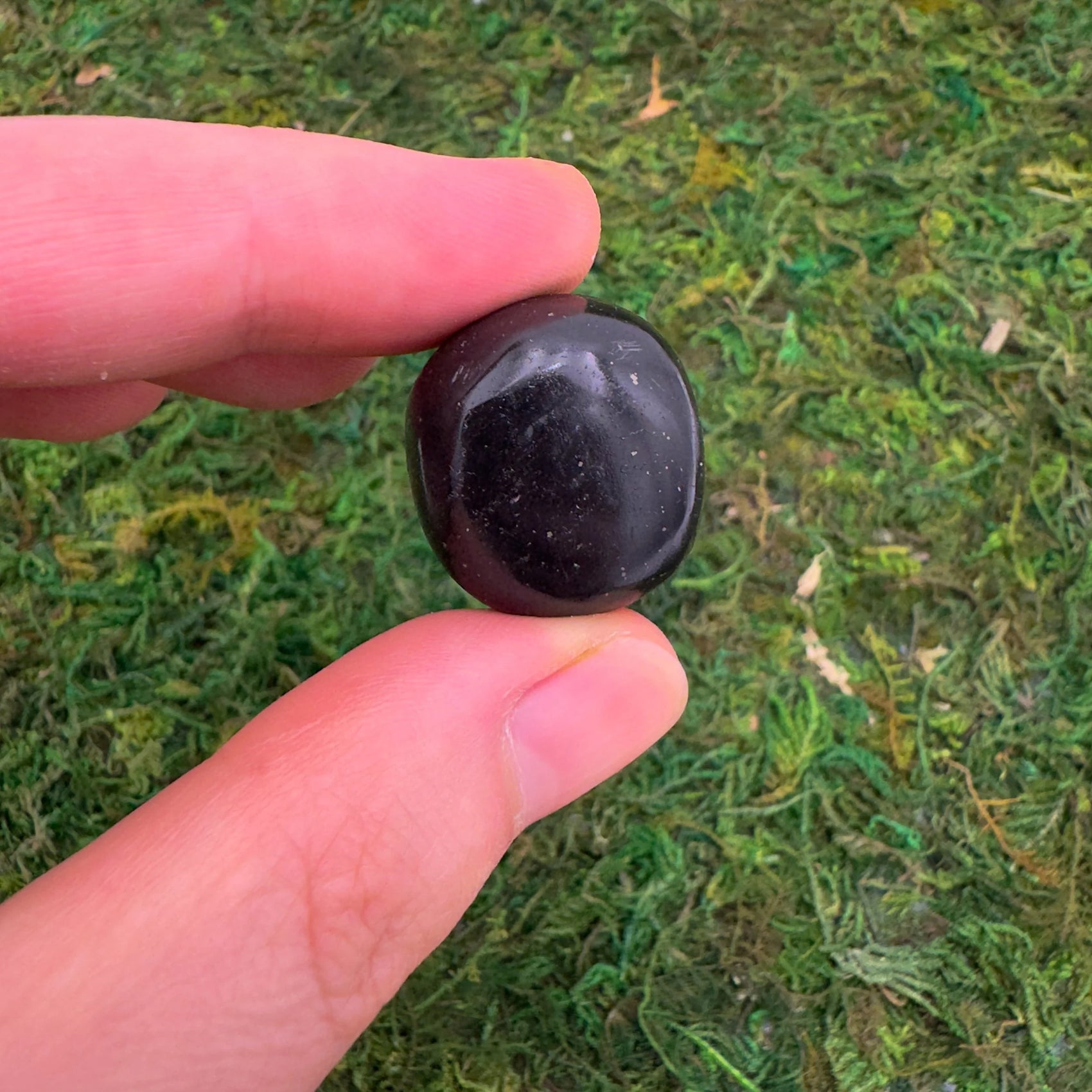 Full profile of Grade AA Black Onyx tumbled stone ready to ship from Beyond Bohemian