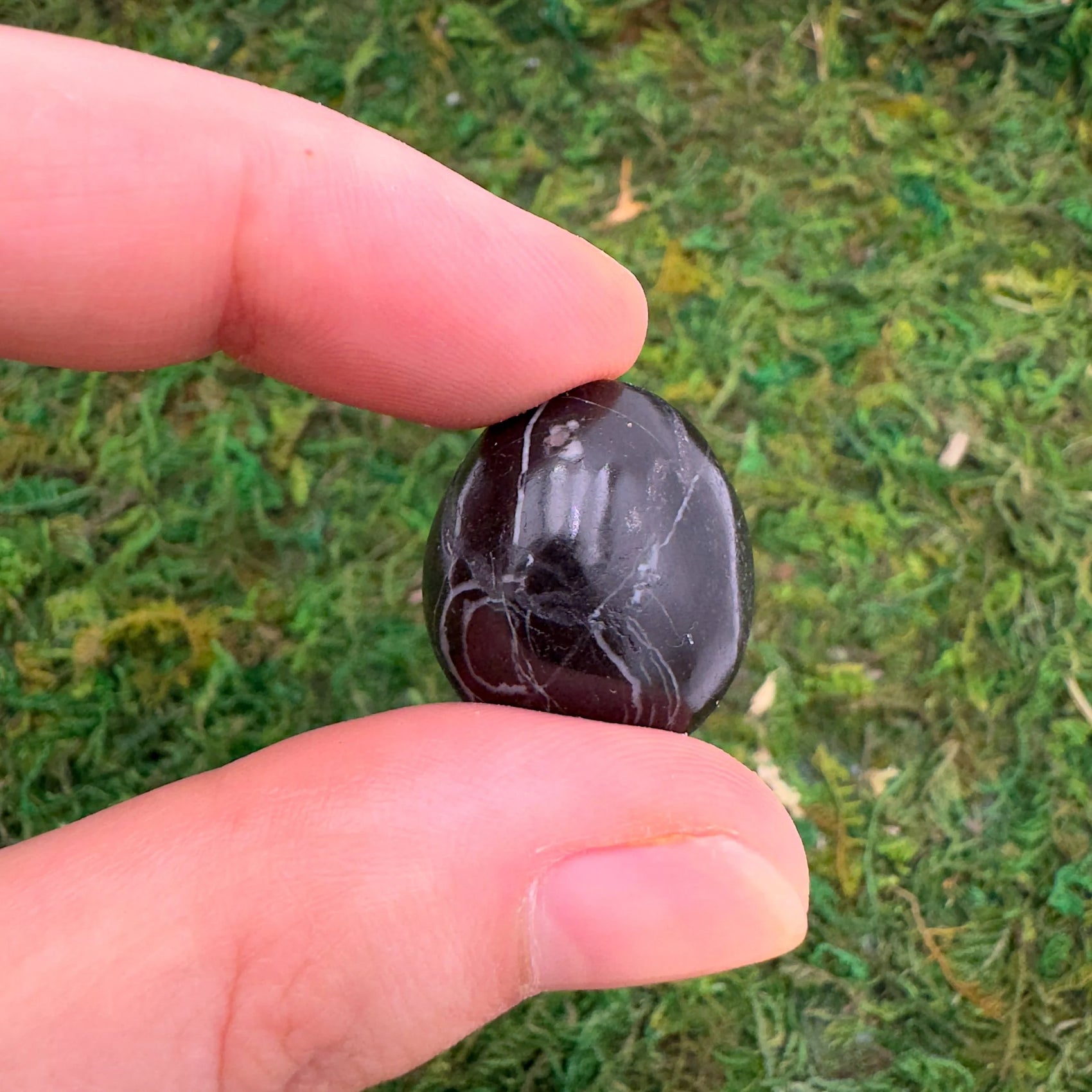 Full profile of Grade AA Black Onyx tumbled stone ready to ship from Beyond Bohemian