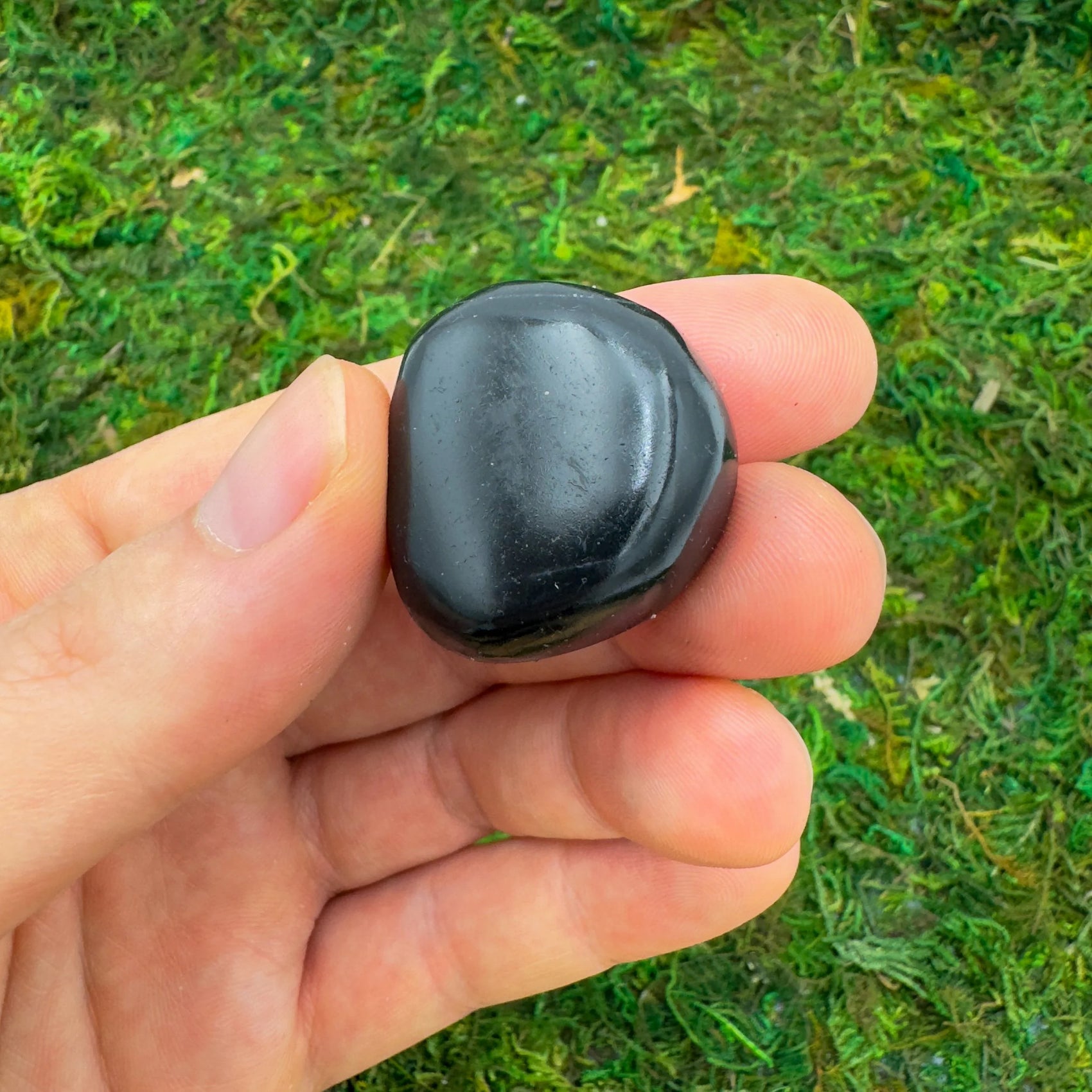 Full profile of Grade AA Black Onyx tumbled stone ready to ship from Beyond Bohemian