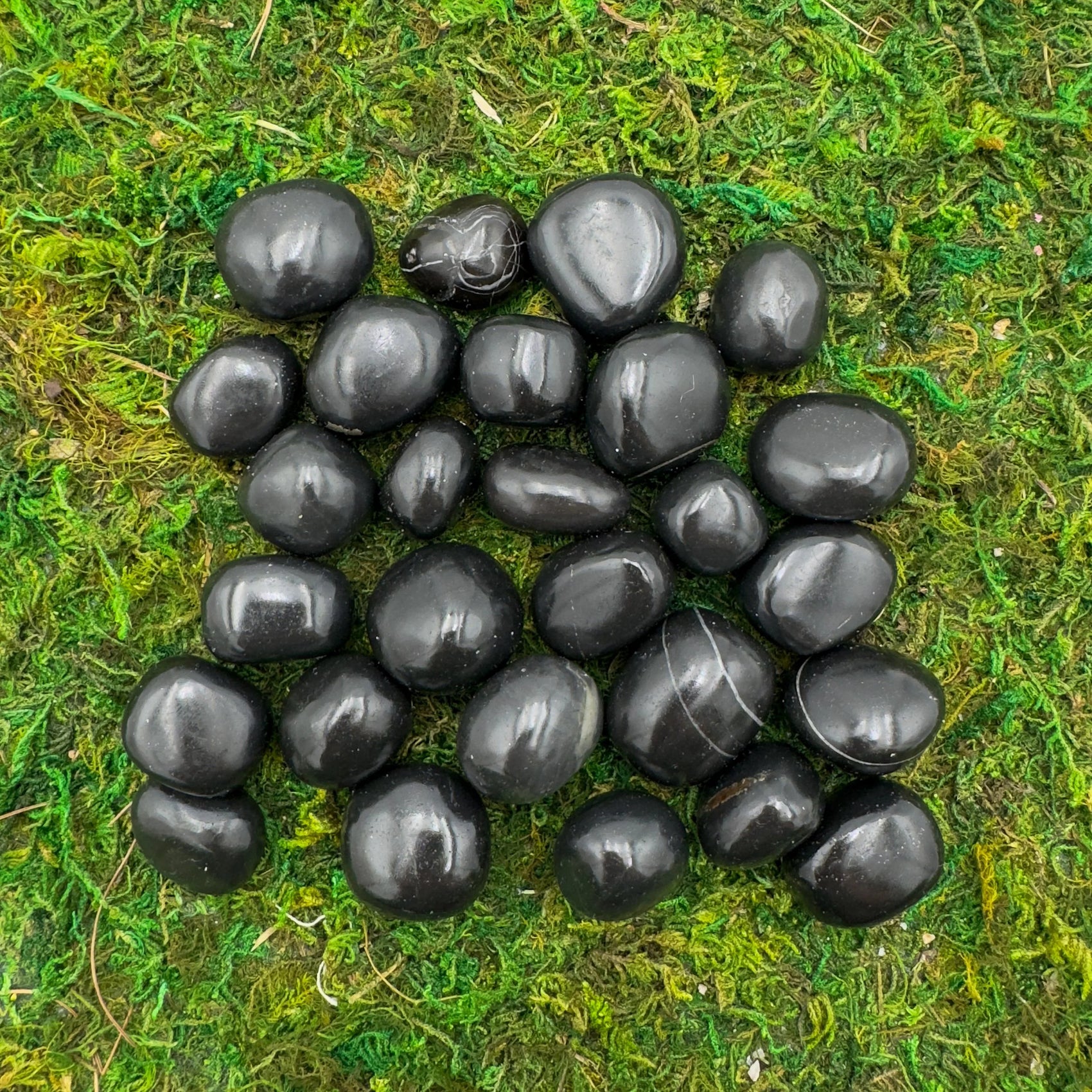 Full profile of Grade AA Black Onyx tumbled stone ready to ship from Beyond Bohemian