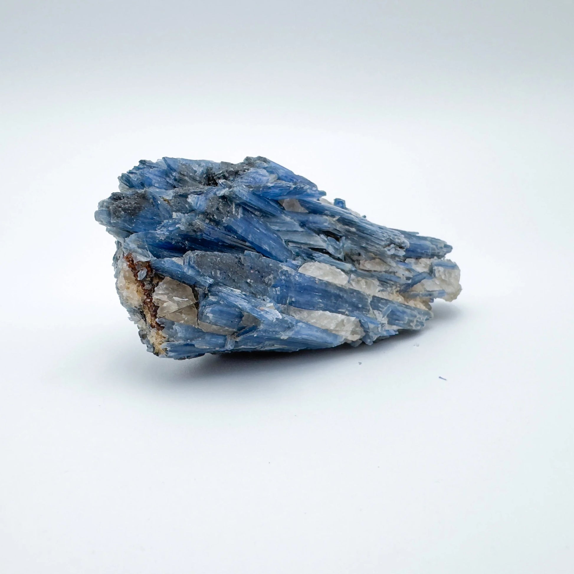 Detail shot showing Blue Kyanite specimen, linked to Confidence and Meditation, showing untreated character.
