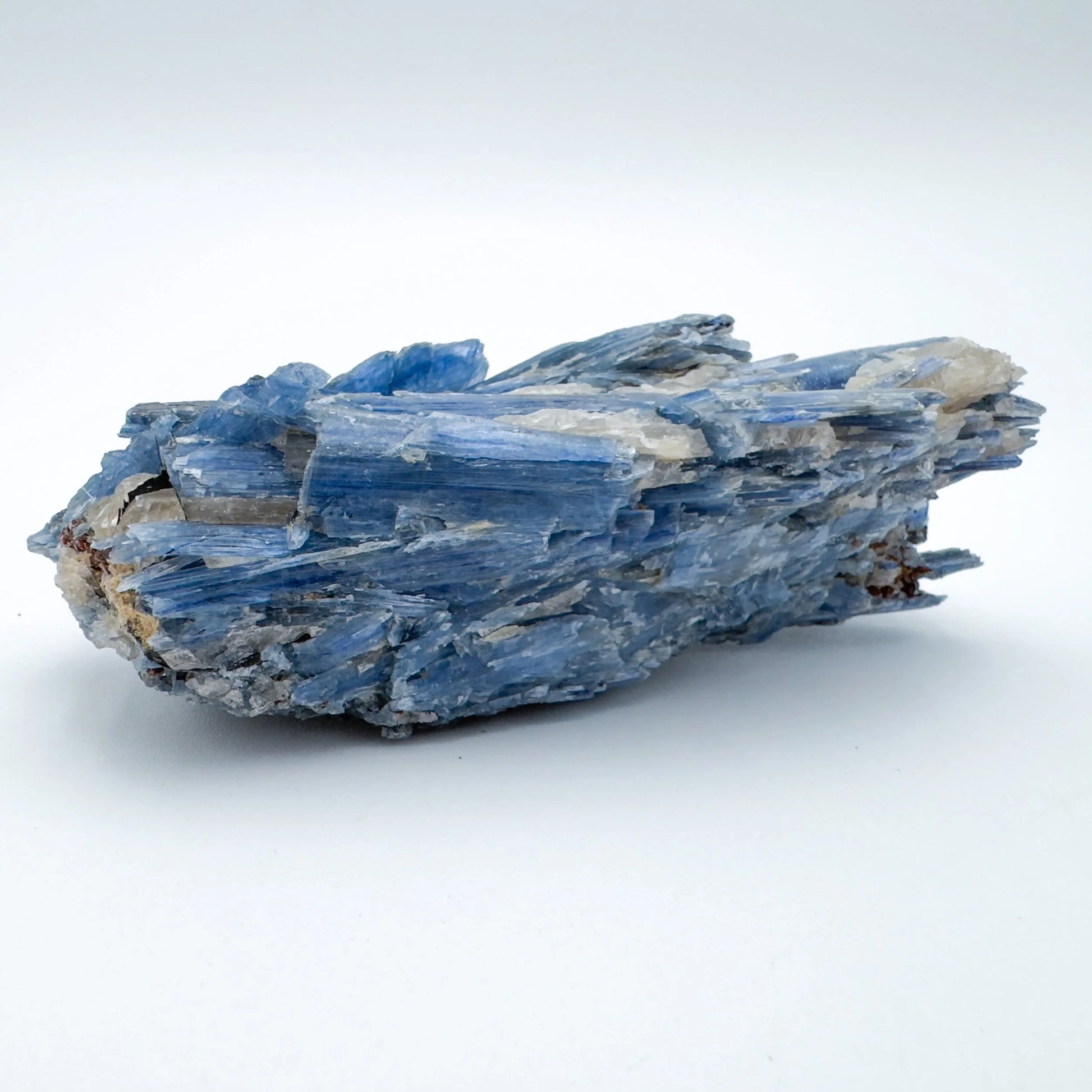 Underside detail of Grade AA Blue Kyanite specimen, often paired with practices around Confidence, hand-selected from Minas.