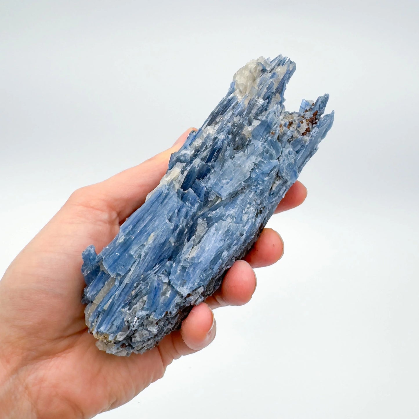 Detail shot of Grade AA Blue Kyanite specimen under natural light