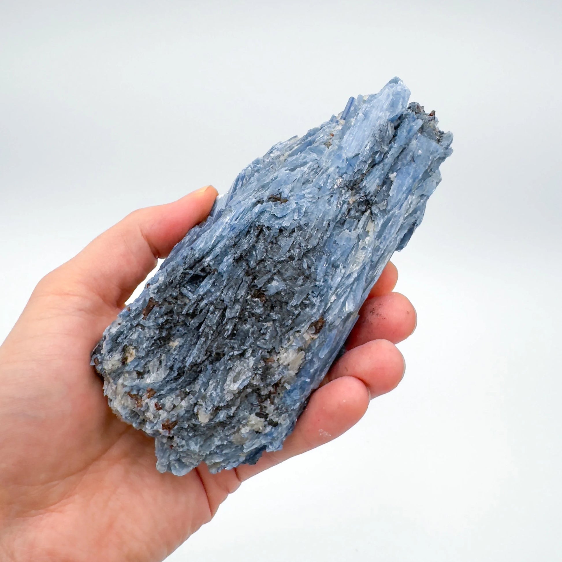 Full profile of Grade AA Blue Kyanite specimen ready to ship from Beyond Bohemian