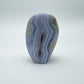 Natural surface of Blue Lace Agate raw geode, showing natural color depth.