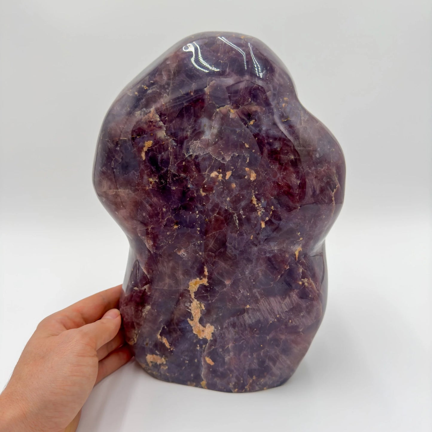 Back view of Grade AA Blue Rose Quartz freeform showing natural surface