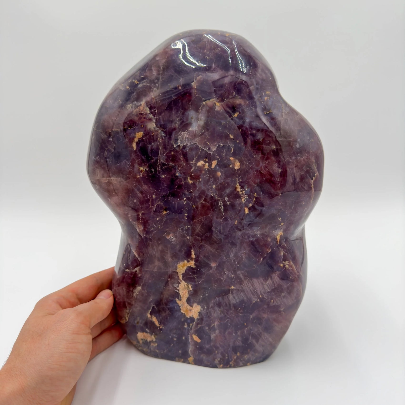 Back view of Grade AA Blue Rose Quartz freeform showing natural surface