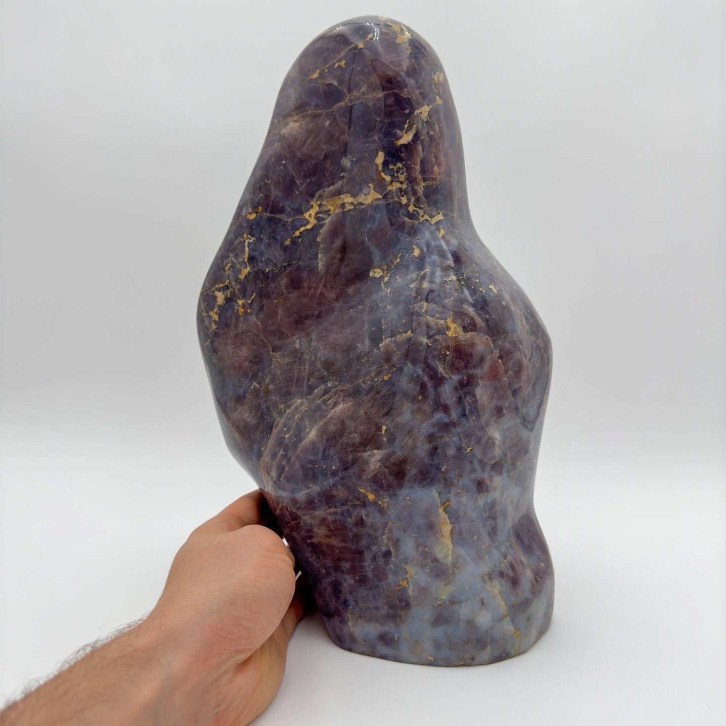 Back view of Grade AA Blue Rose Quartz freeform showing natural surface