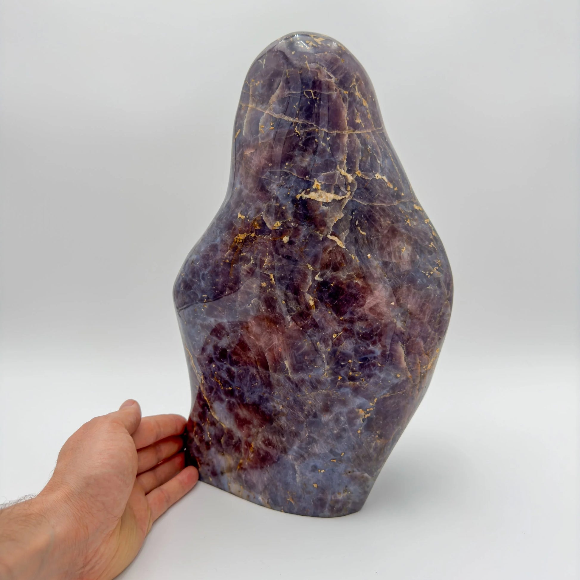 Full profile of Grade AA Blue Rose Quartz freeform ready to ship from Beyond Bohemian
