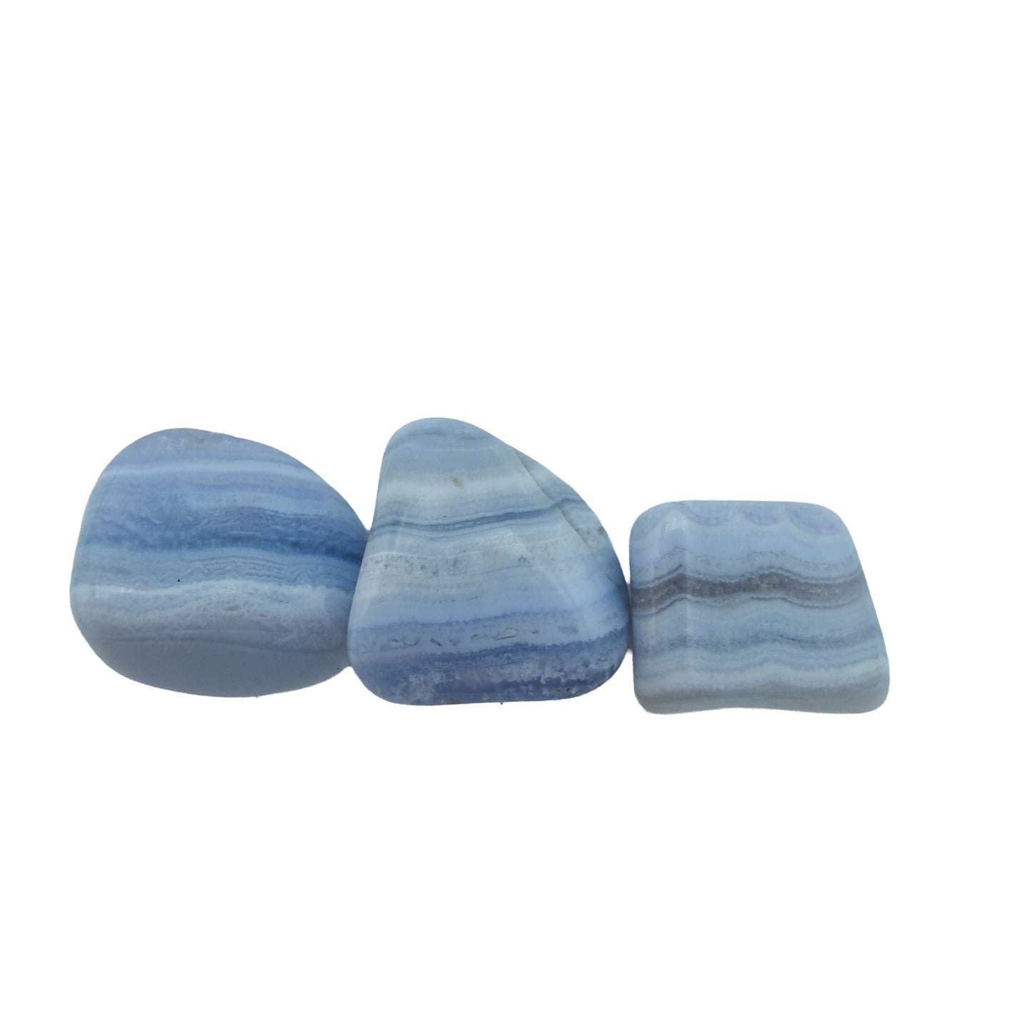 Blue Lace Agate Tumbled Stones - ǁKaras Region, Namibia