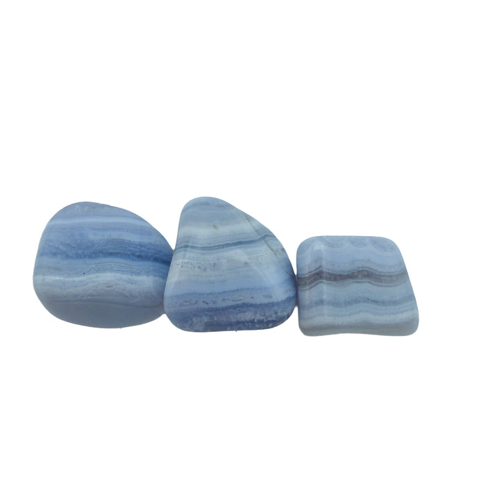 Blue Lace Agate Tumbled Stones - ǁKaras Region, Namibia
