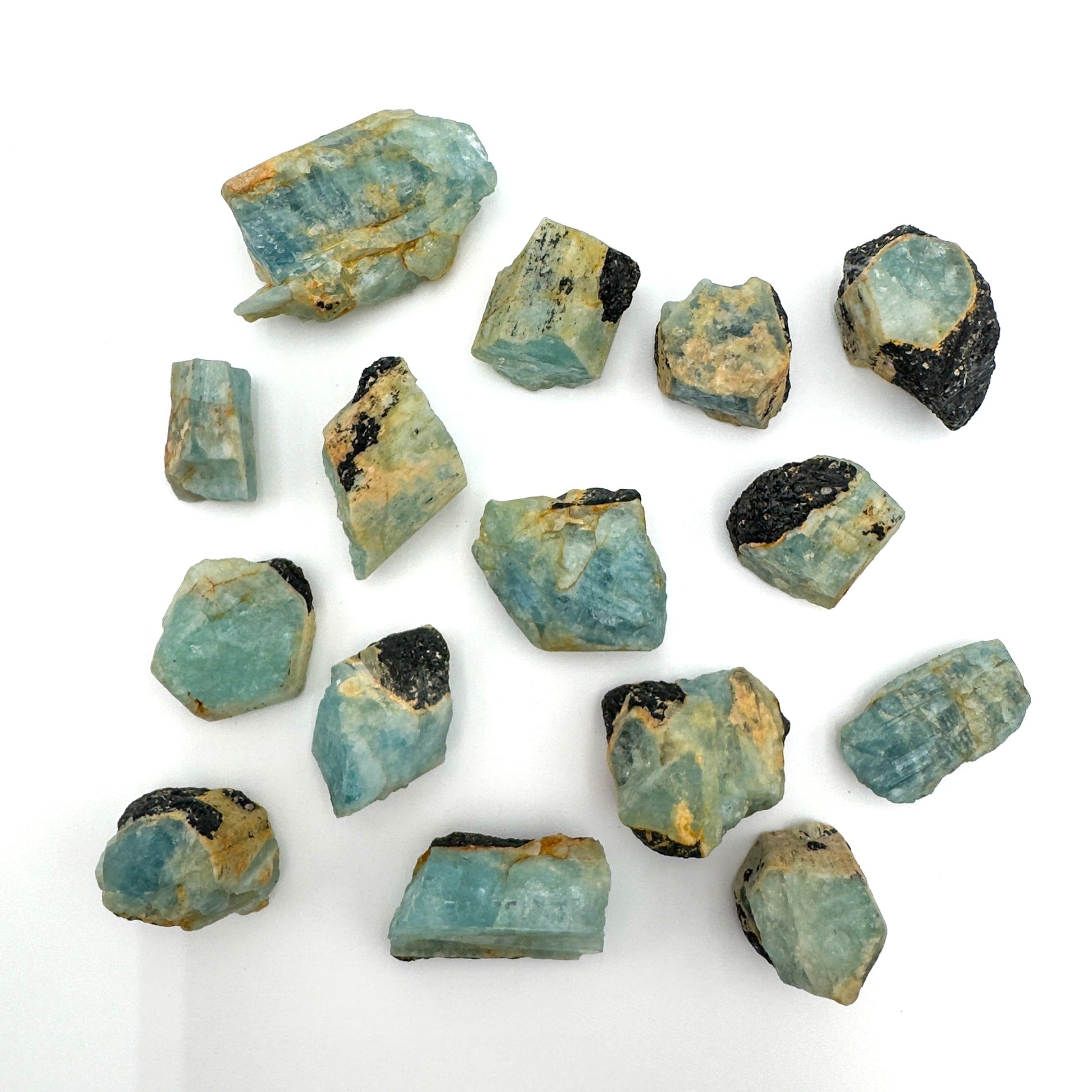 Macro view of Black Tourmaline raw stone, showing natural form.