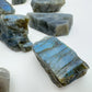 Looking down on Labradorite raw stone, showing characteristic finish.