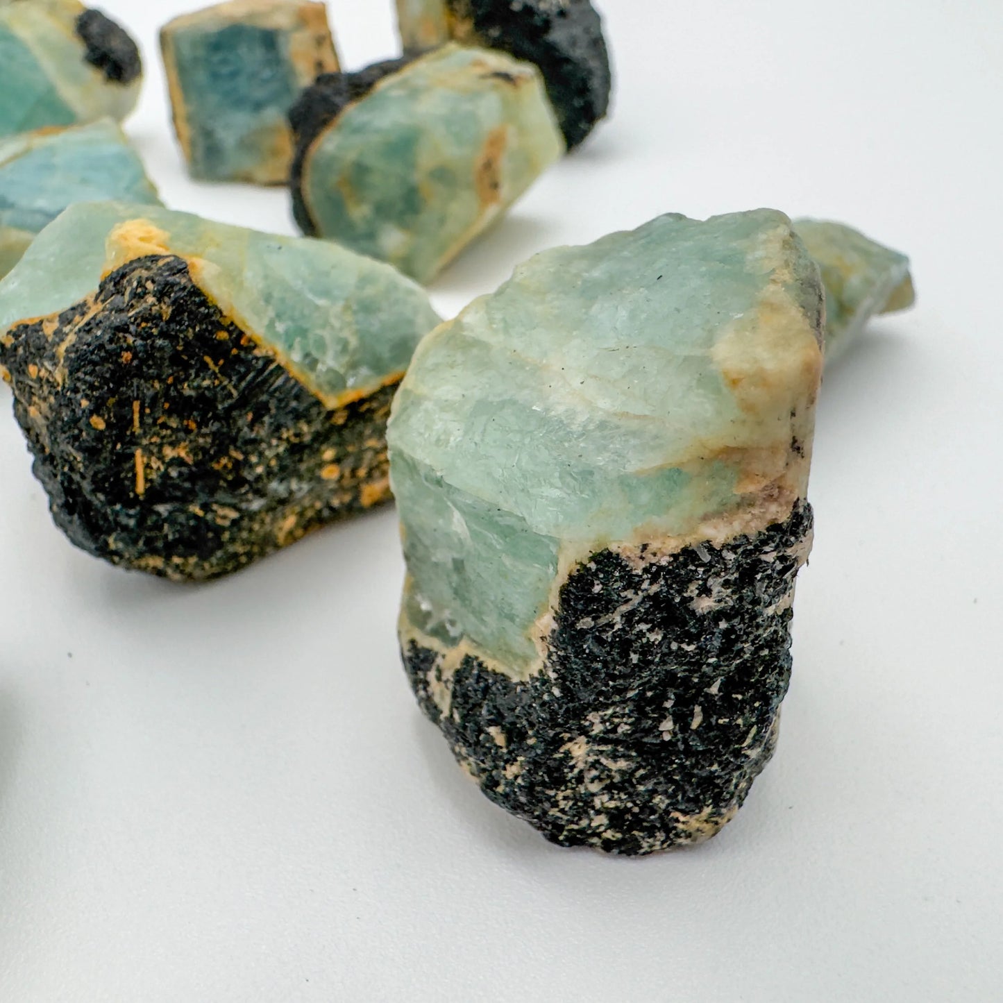 Reverse side of Grade A Black Tourmaline raw stone, Namibia-sourced.