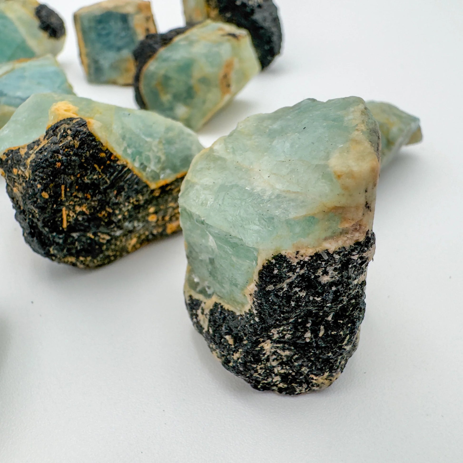 Reverse side of Grade A Black Tourmaline raw stone, Namibia-sourced.