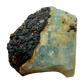 Aquamarine raw crystal with black tourmaline, A grade, Namibia origin, close view of the black tourmaline side