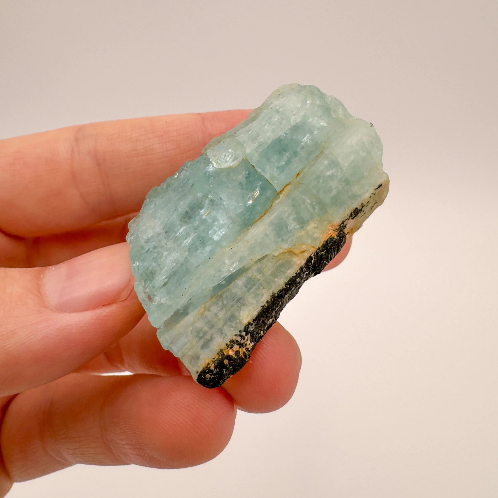 Handheld Black Tourmaline raw crystal from Namibia for meditation, Stress Relief and Cleansing