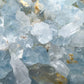 Hand-scale shot of a Celestite raw stone, hand-selected from Sakoany, Madagascar.