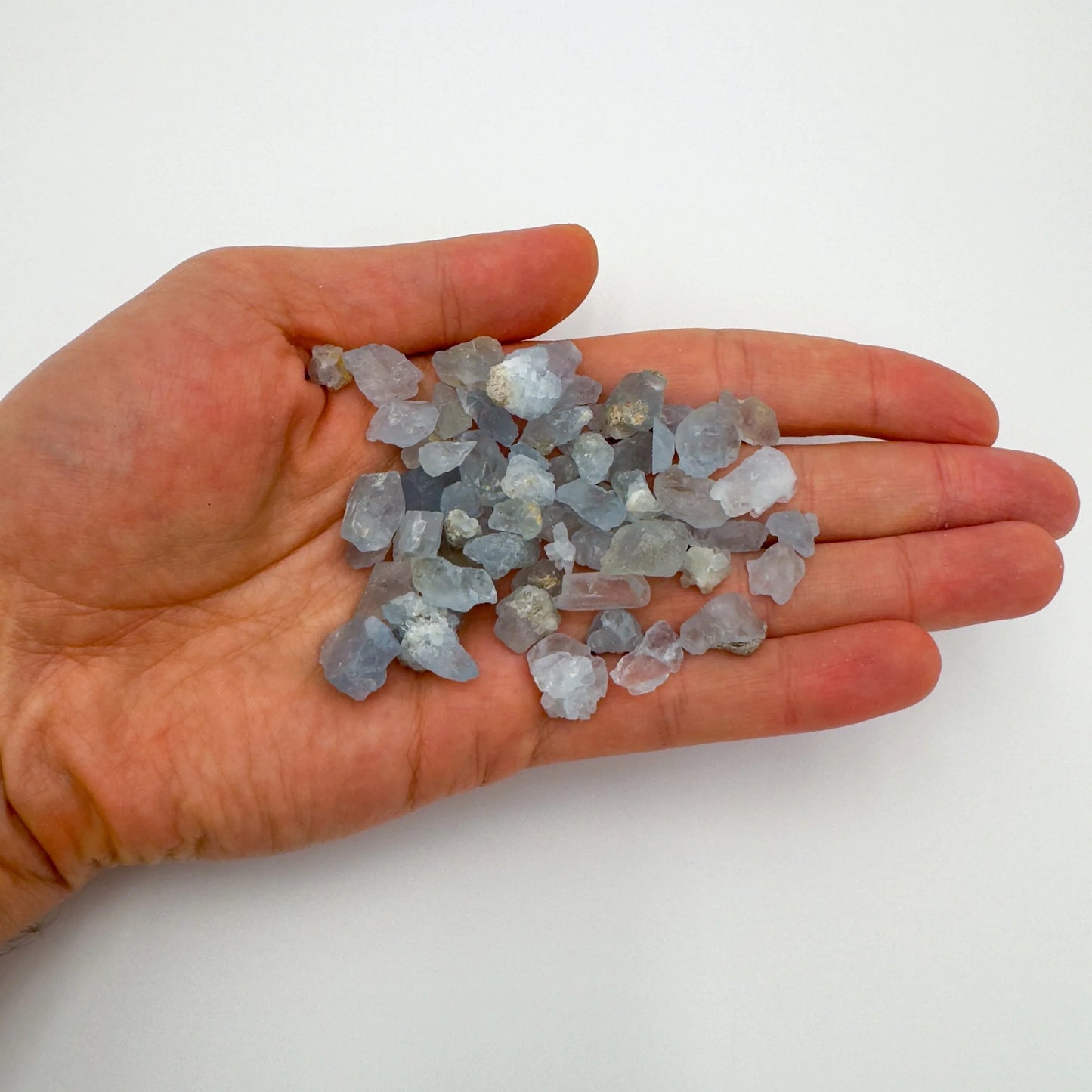 Back view of Grade AA Celestite raw showing natural surface