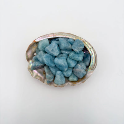 Ethically sourced Grade AAA Aquamarine tumbled stone from Minas Gerais, Brazil at Beyond Bohemian