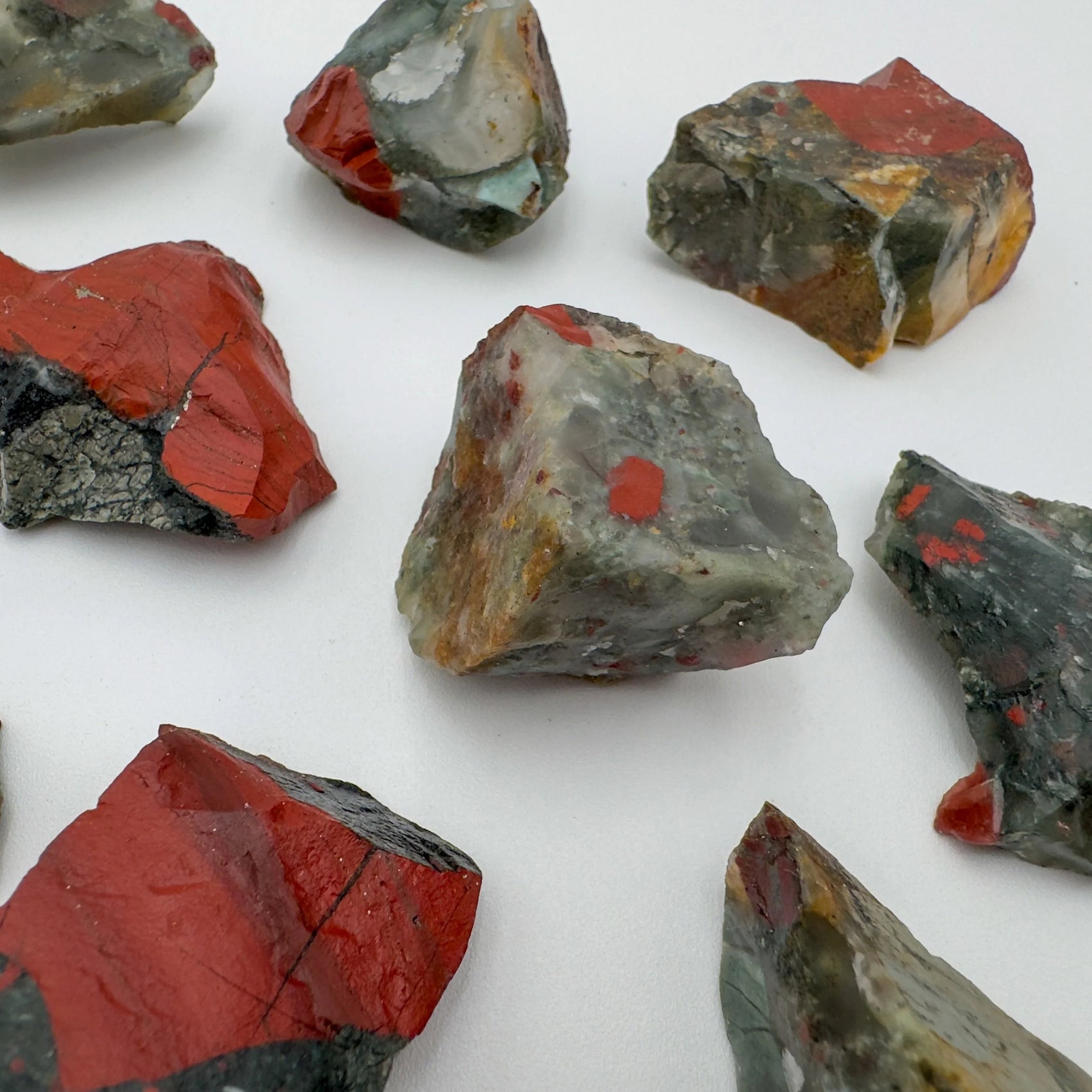 Bloodstone raw stone in Green, Red tones for Confidence and Protection