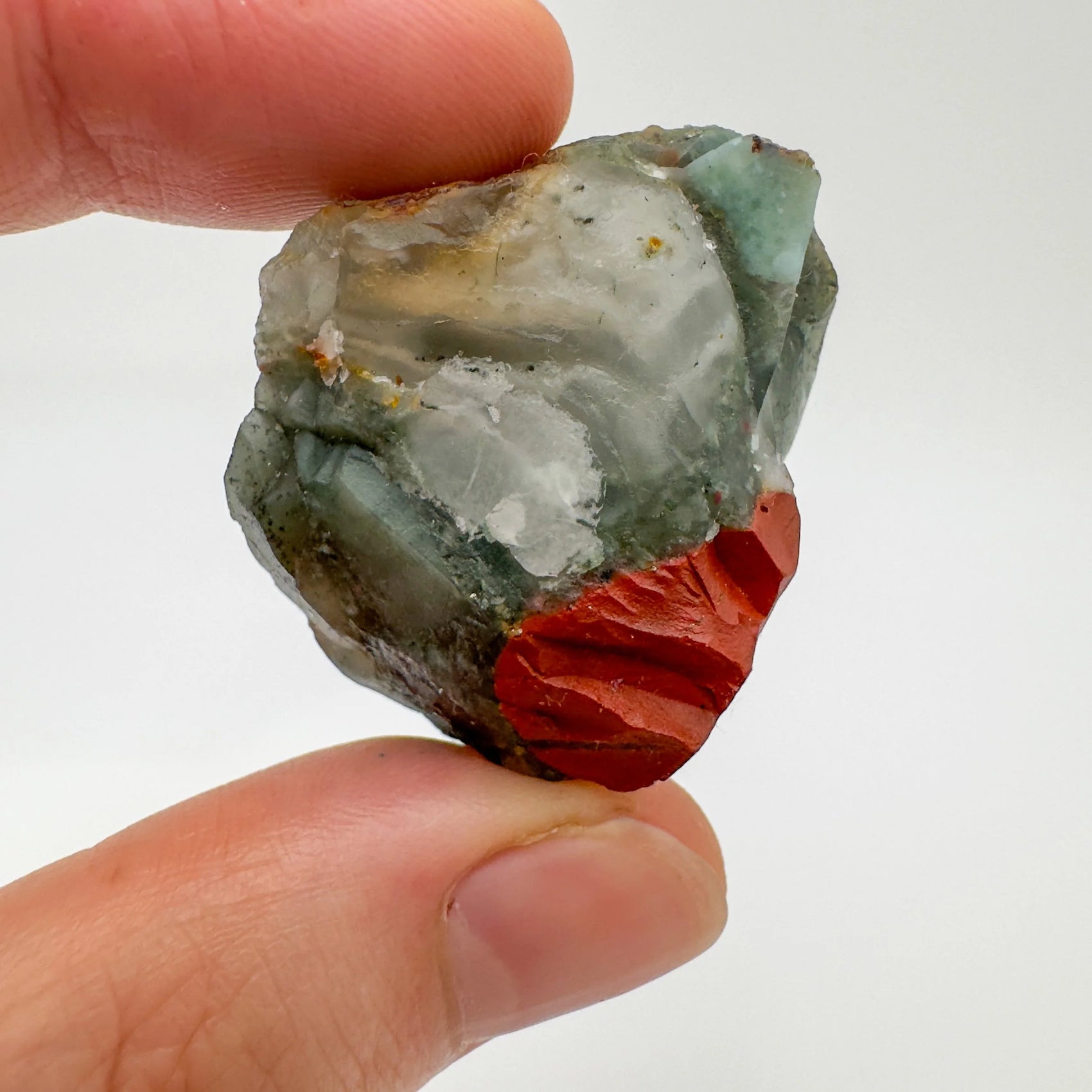 Bloodstone raw stone with Green, Red color, polished finish for mindful calm