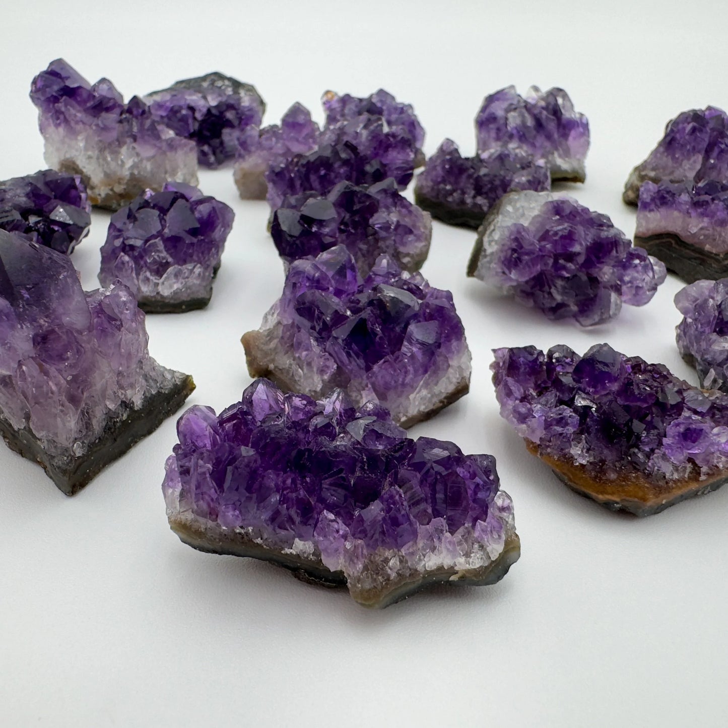Lateral view of Amethyst specimen, carried for Stress Relief and Sleep, hand-selected from Artigas, Uruguay.
