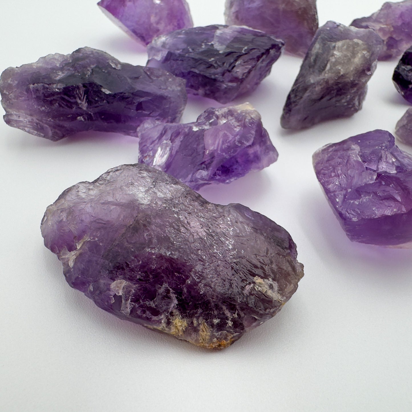 Edge view of Amethyst raw stone, for Stress Relief, Brazil-sourced.