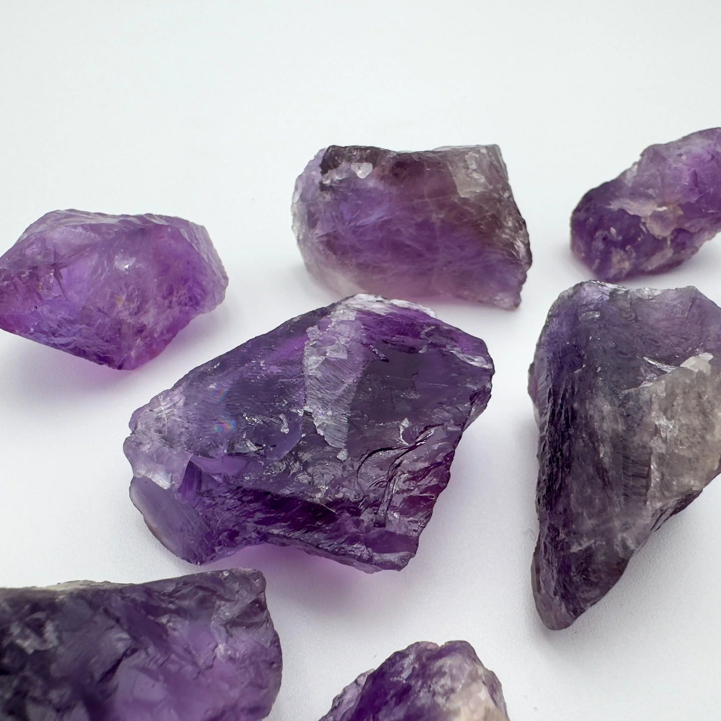 Reverse angle of Amethyst raw stone, showing natural variation.