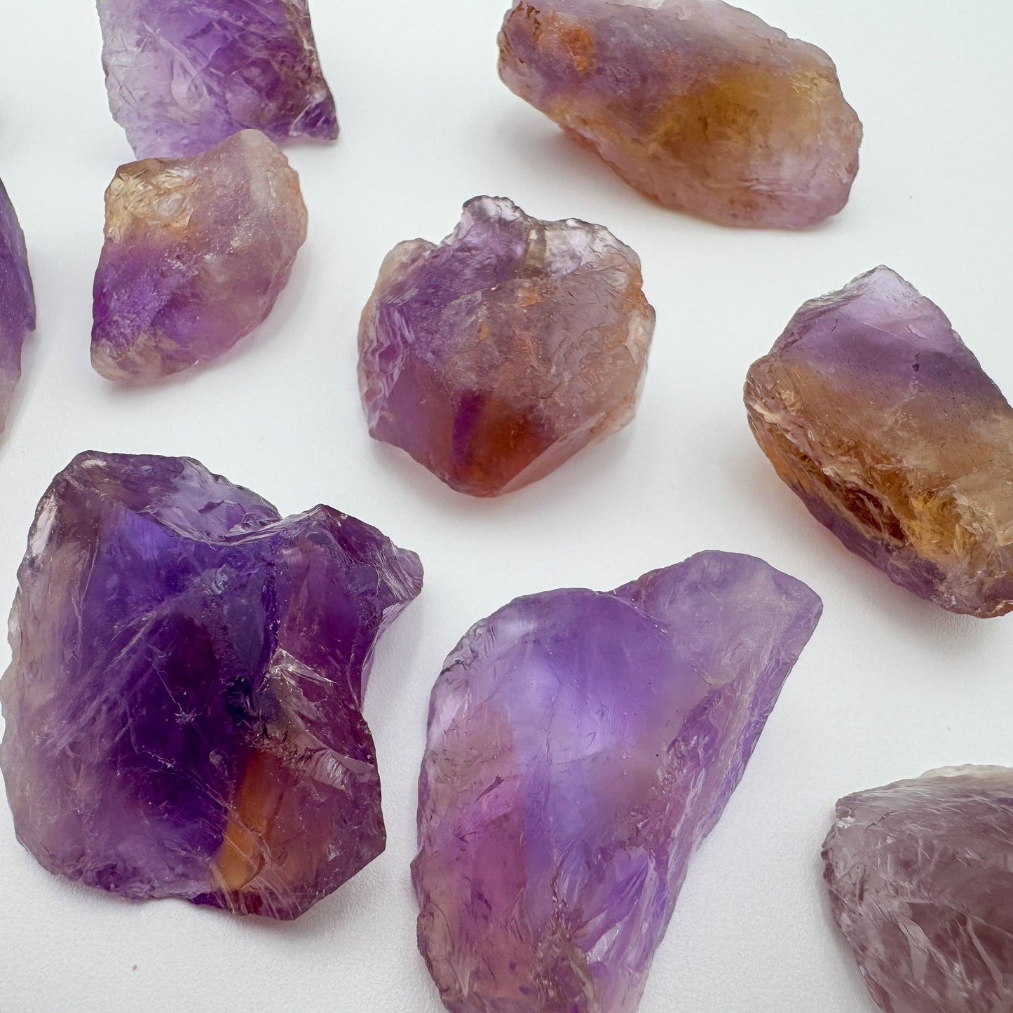 Top view of Grade AA Ametrine raw, sourced from Ángel Sandoval Province, Bolivia