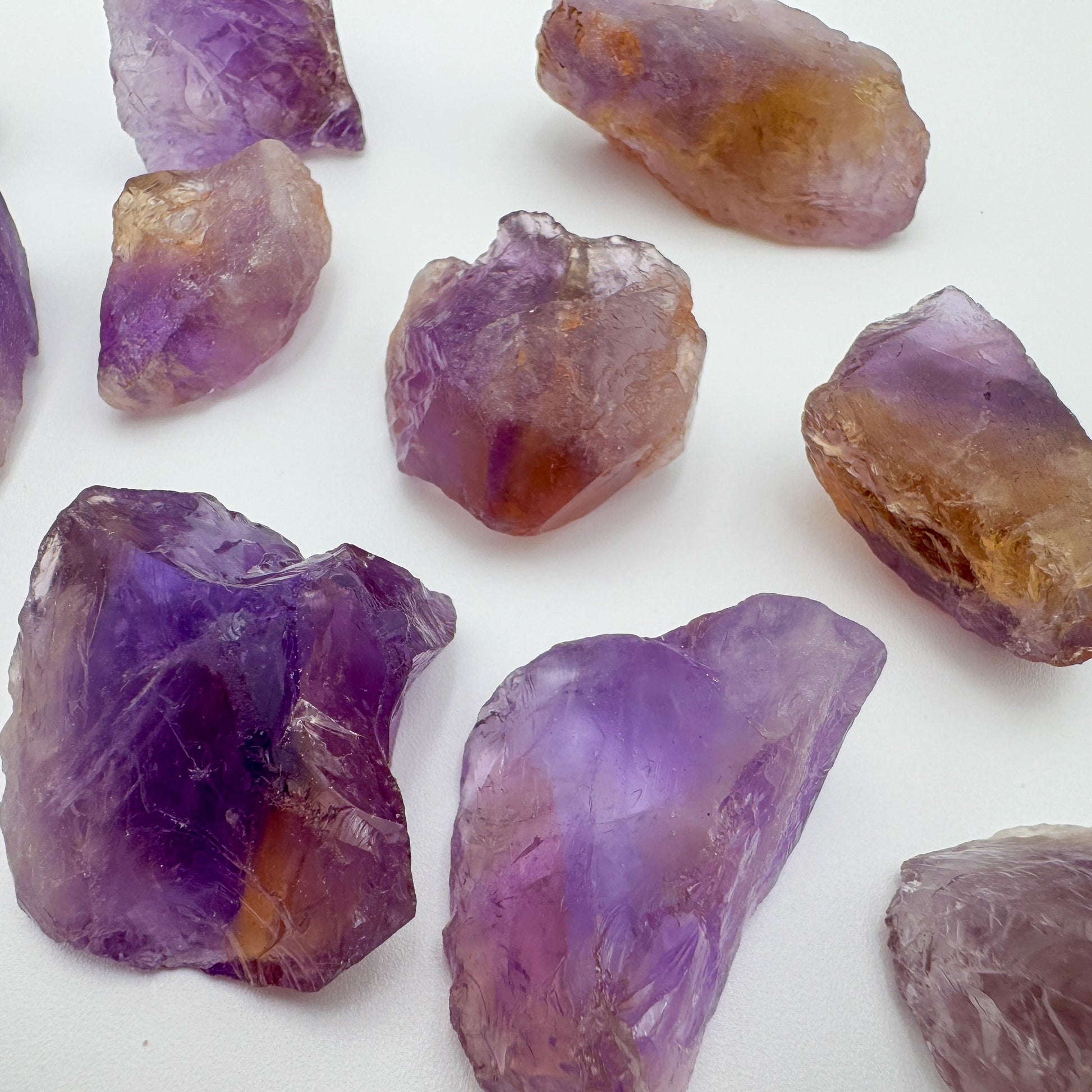 Top view of Grade AA Ametrine raw, sourced from Ángel Sandoval Province, Bolivia