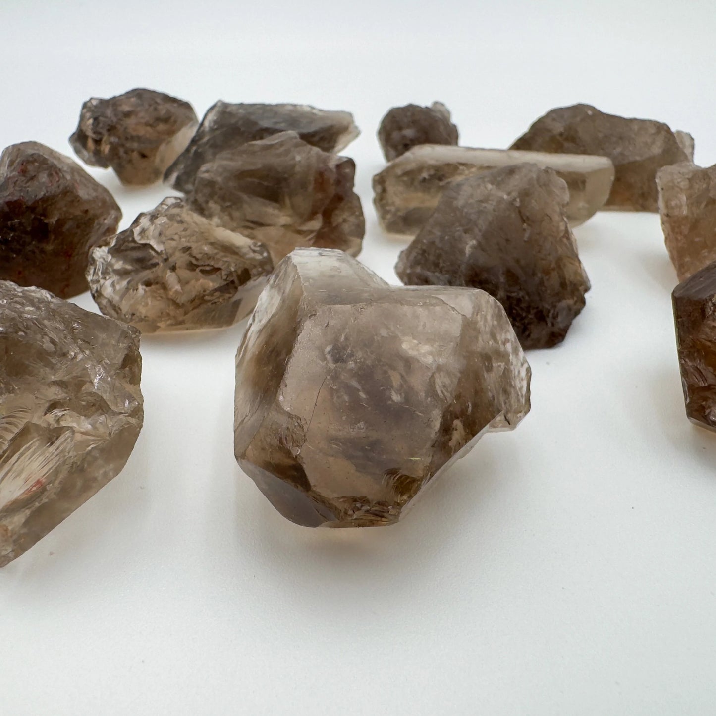 Macro view of Smoky Quartz raw stone, associated with Grounding and Protection, from Rio Grande do Sul, Brazil.