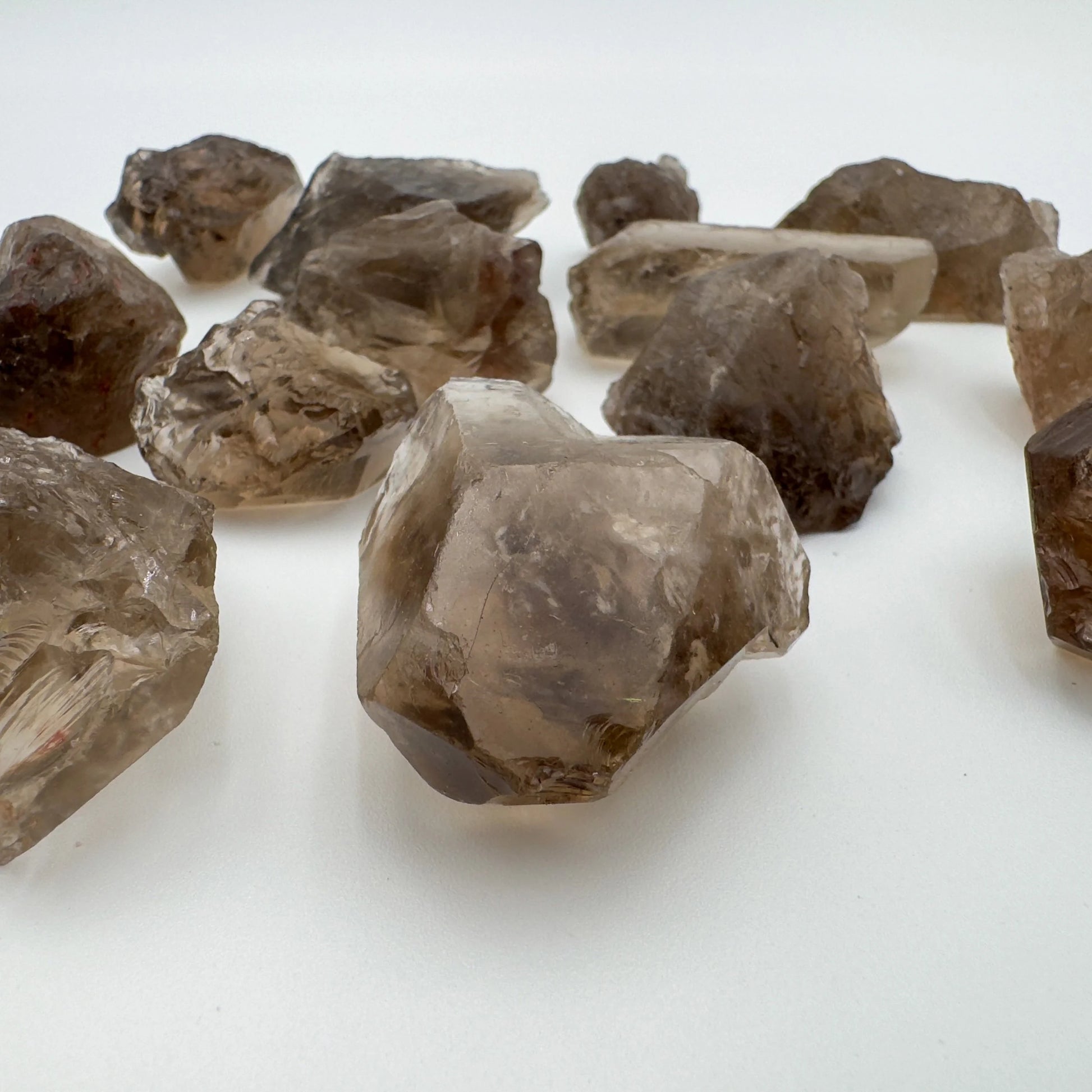 Macro view of Smoky Quartz raw stone, associated with Grounding and Protection, from Rio Grande do Sul, Brazil.