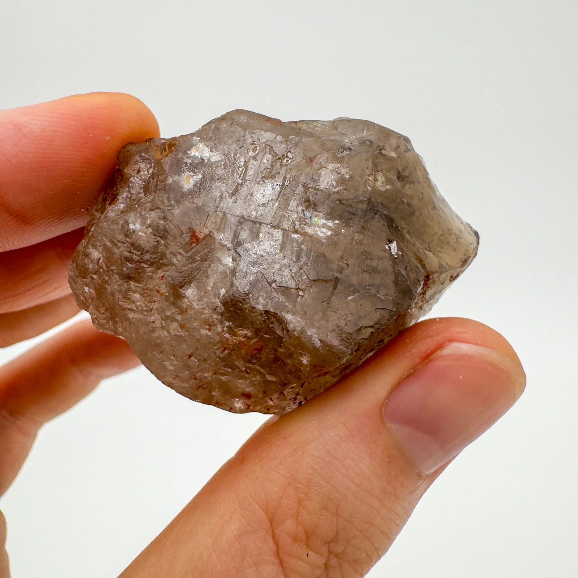 Detail shot of Grade AA Smoky Quartz raw under natural light