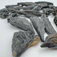 Opposite side of Black Kyanite raw stone, showing characteristic patterning.