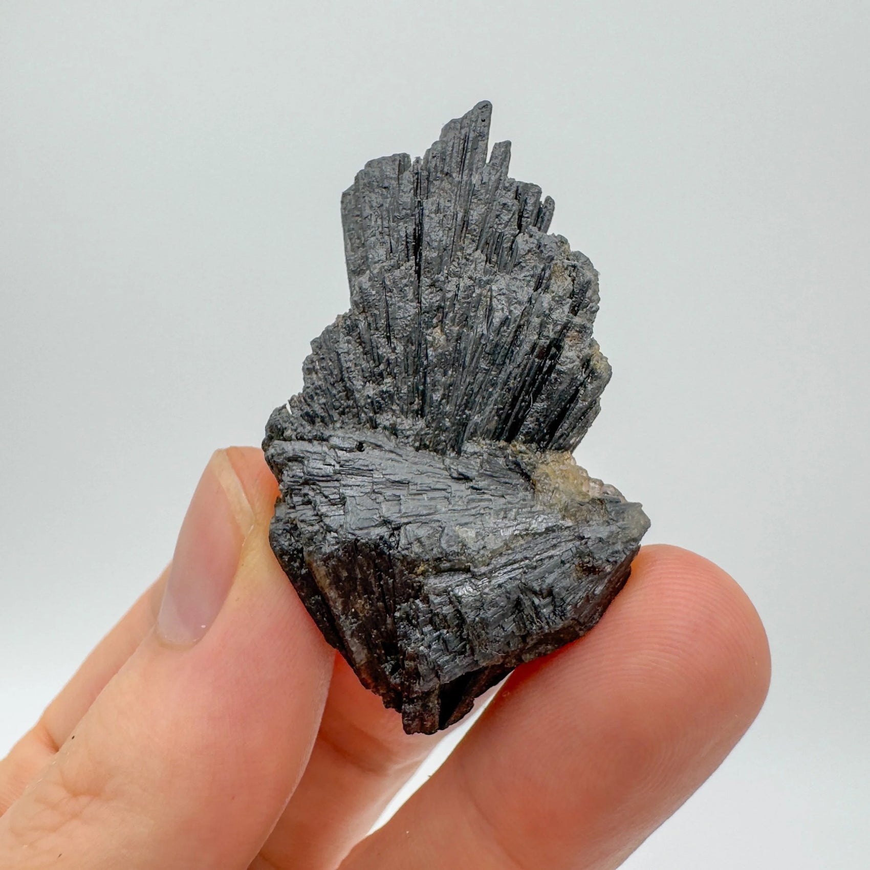 Handheld Black Kyanite raw crystal from Brazil for meditation, Stress Relief and Cleansing