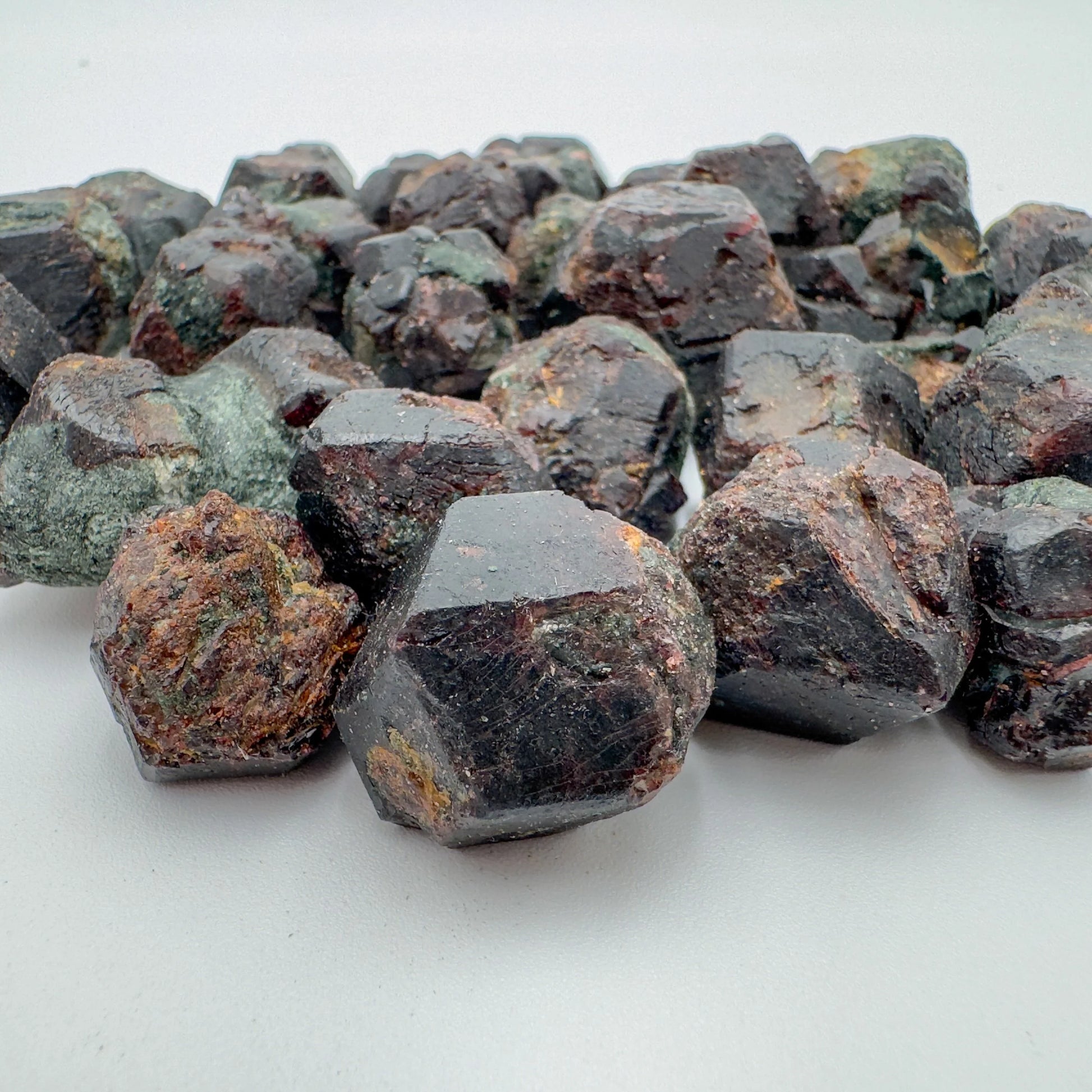 Near view of Fuchsite raw stone, showing earthy tone.