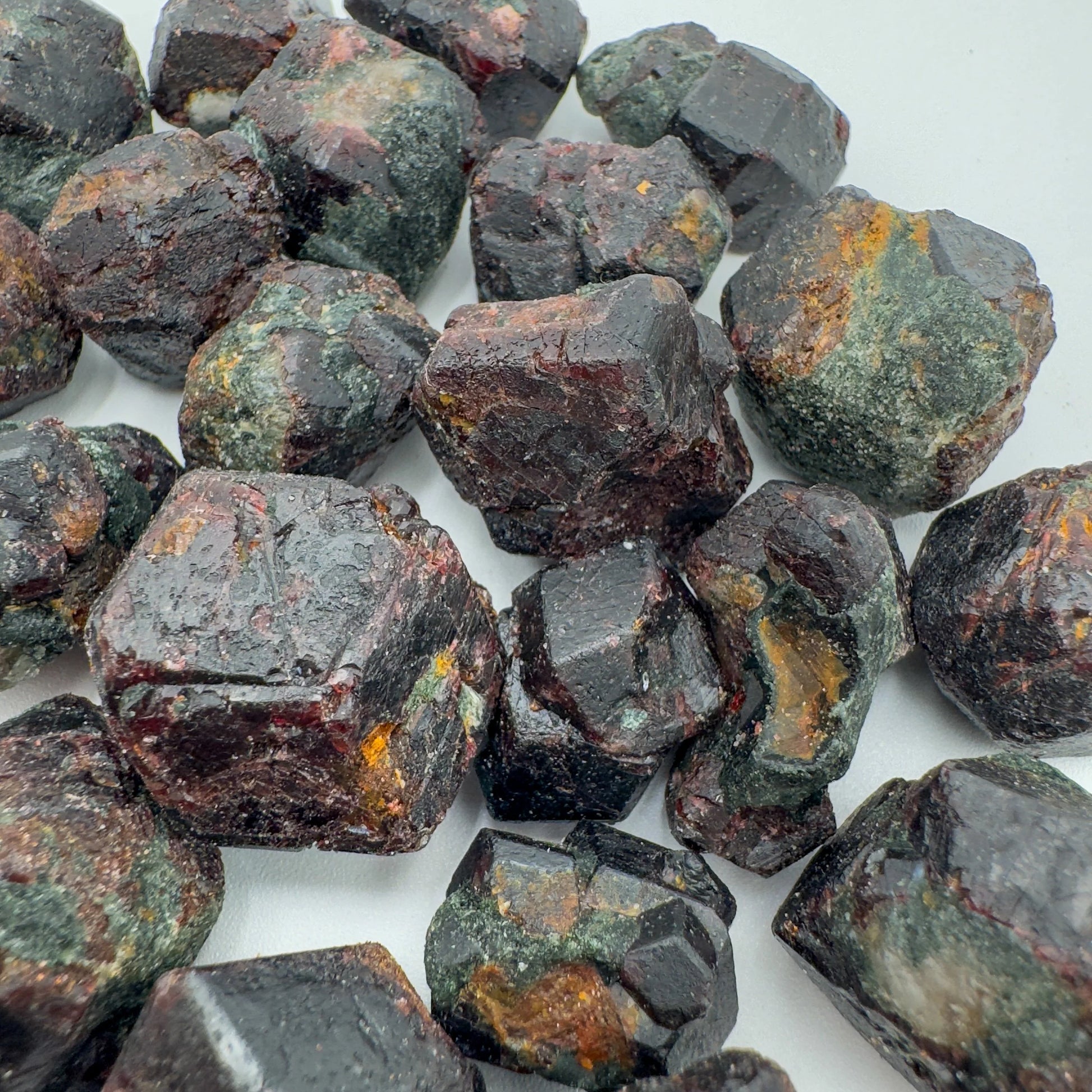 Natural light view of one Fuchsite raw stone for scale, from Mashonaland West, Zimbabwe.