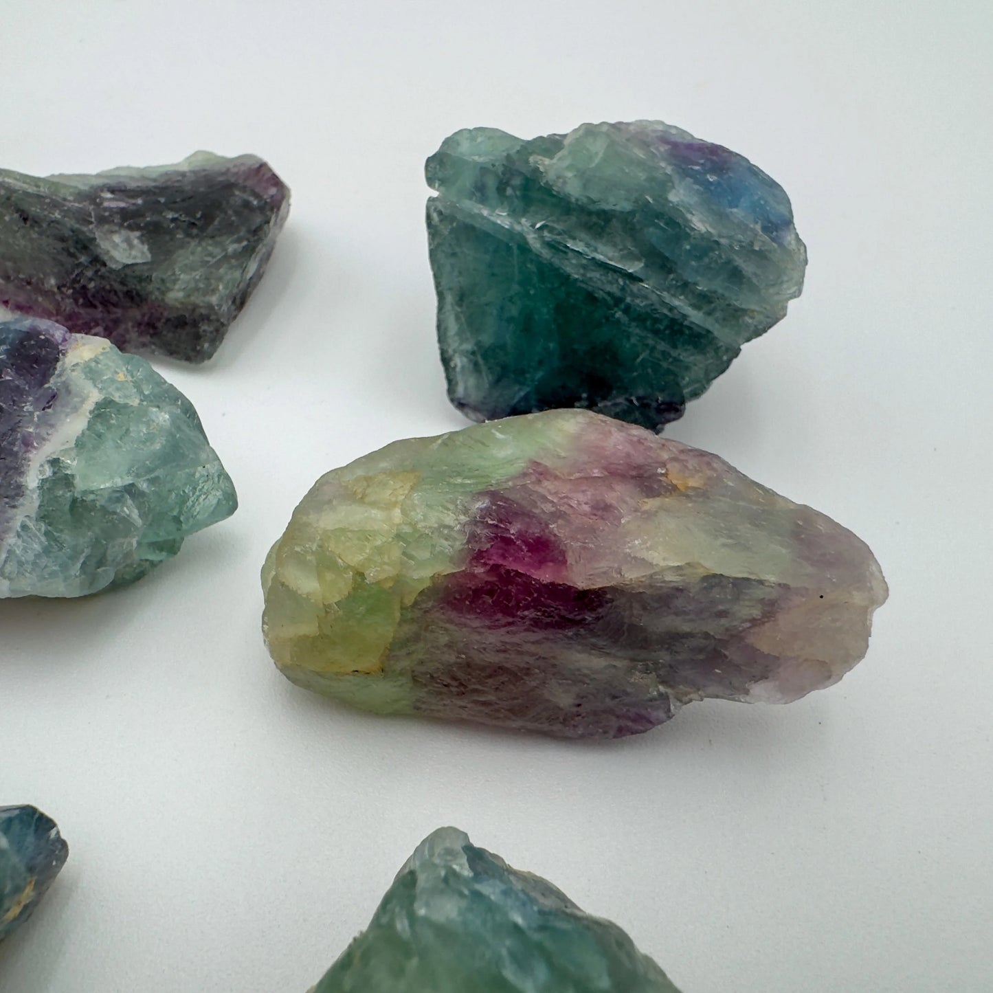Top view of Fluorite raw stone, showing tight grain, from Erongo, Namibia.