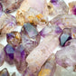 Underside detail of Smoky Amethyst raw point, hand-selected from Masvingo, Zimbabwe.