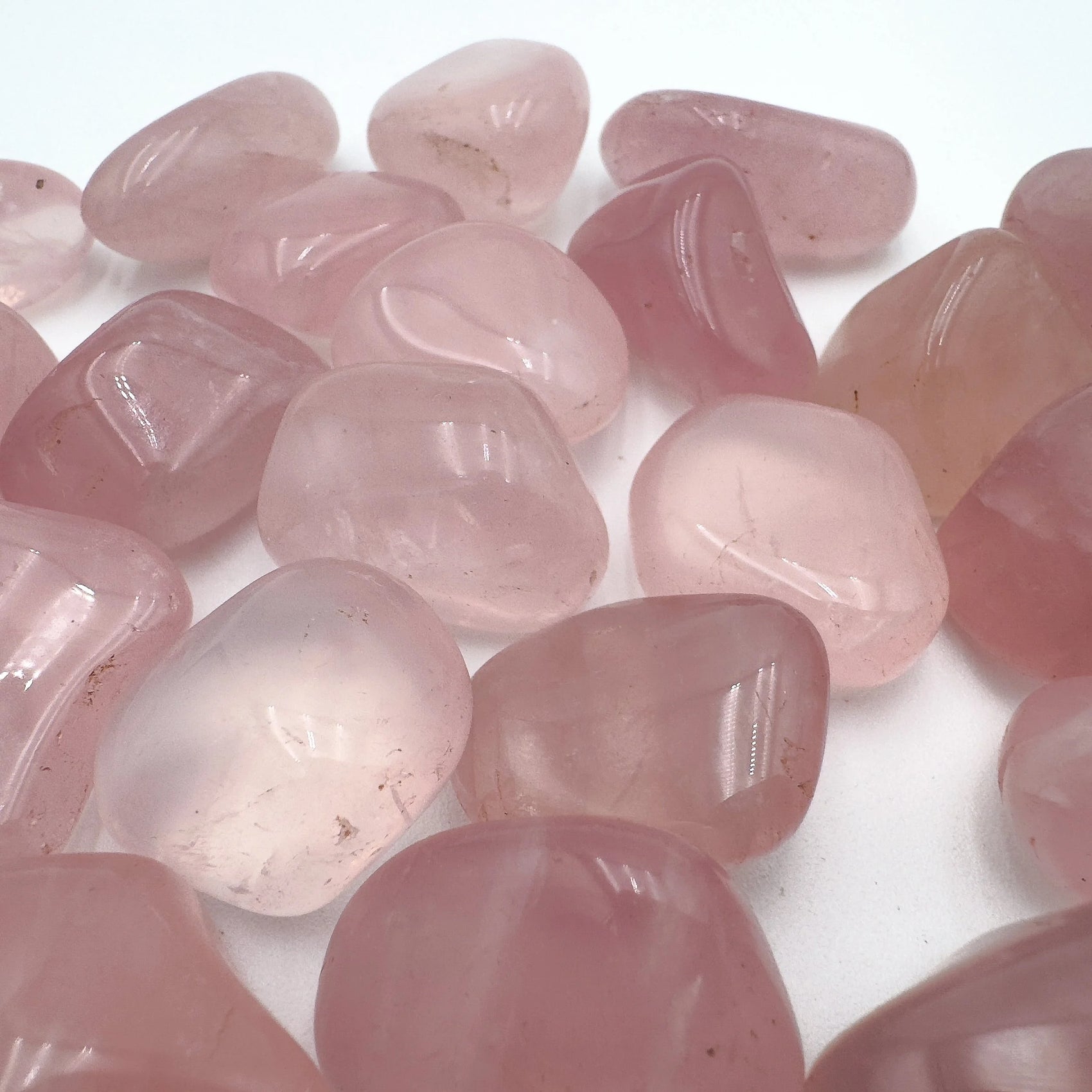 Rose Quartz tumbled stone in Pink tones from Brazil for Emotional Healing and Stress Relief