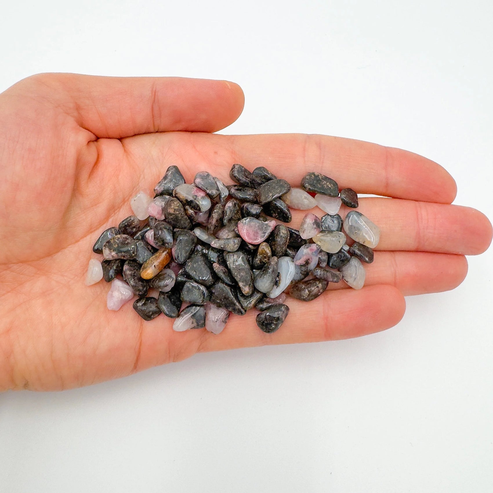 Bulk Rhodonite crystals from Mozambique, Pink, Black stones for Emotional Healing